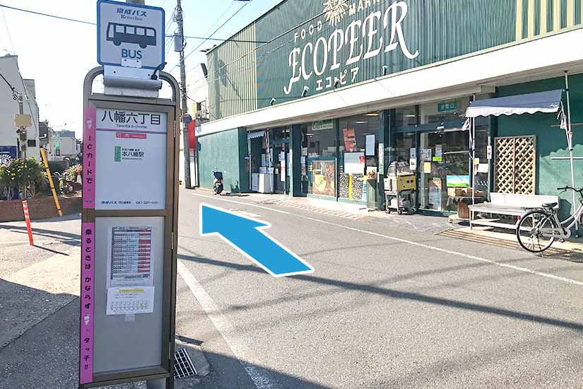 5.八幡六丁目バス停（本八幡駅方面）の先を進みます
